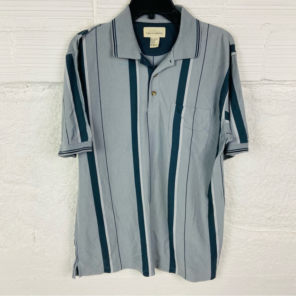 FALLS CREEK vintage Men's Striped polo Shirt - Blue and navy size large